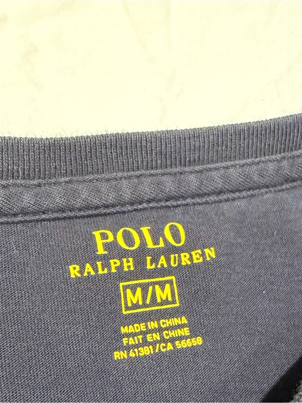 Polo by Ralph Lauren Navy T-Shirt with Yellow Logo Print